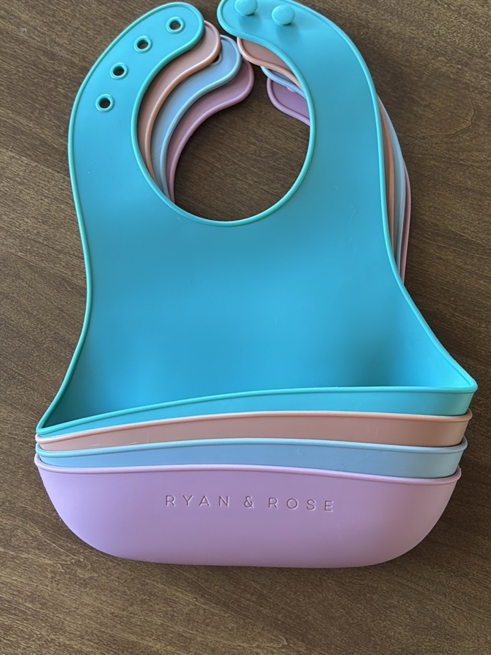Ryan & Rose Silicone Bib Set for Babies/Kids - Blue, Pink, Peach, Lilac